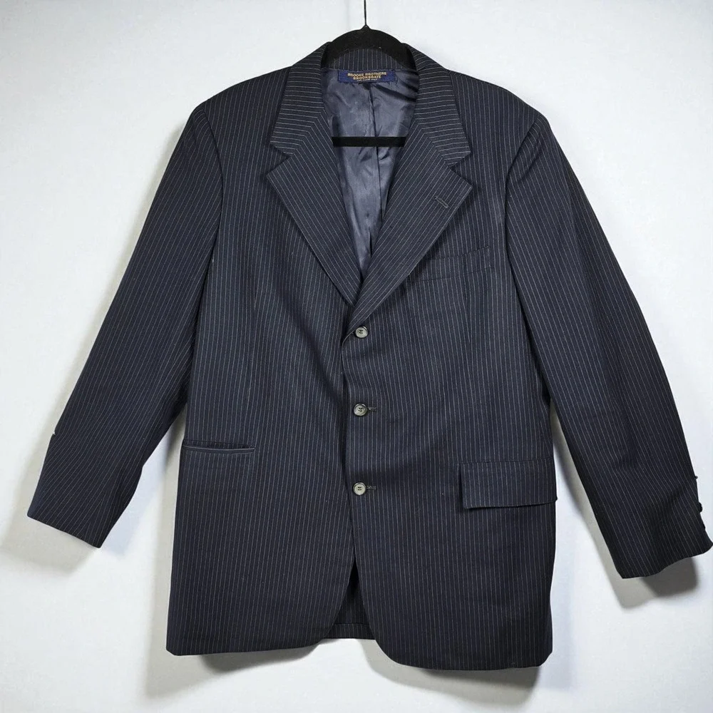 VTG Brooks Brothers Brooksgate Pinstripe Blazer Men 42 Wool USA Union Made LOOK